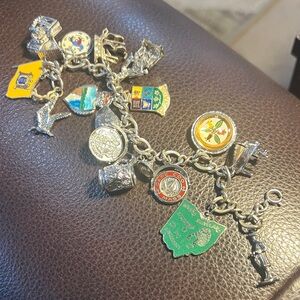 Silver Charm Bracelet with Colorful Accents